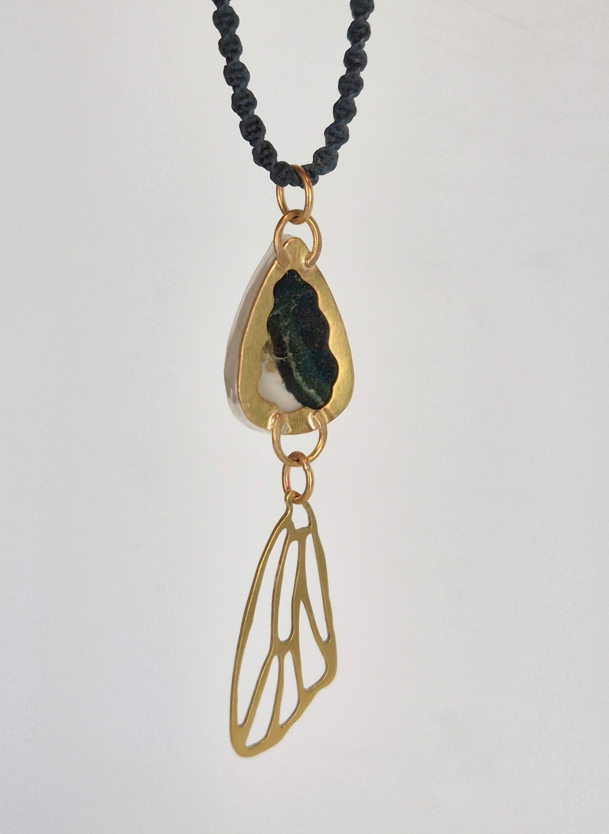 Heliotrope Mixed Metal and Macrame Necklace