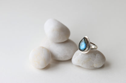 Labradorite Teardrop Ring