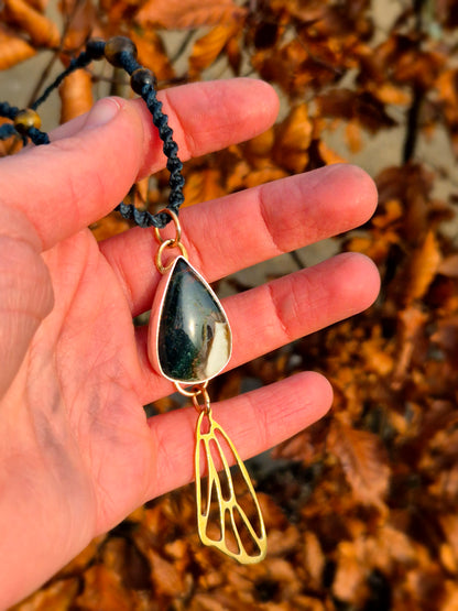 Heliotrope Mixed Metal and Macrame Necklace