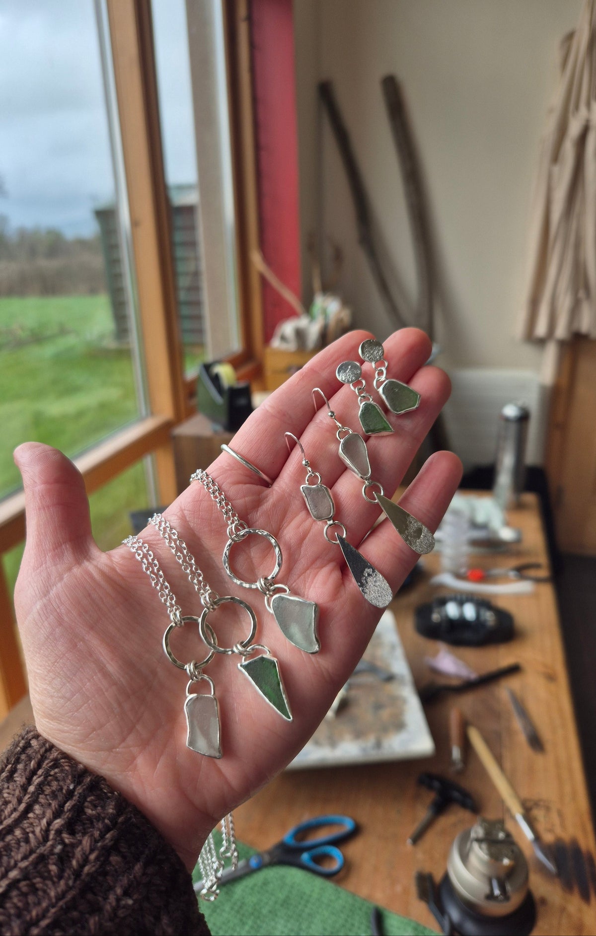 Seaglass Teardrop Earrings