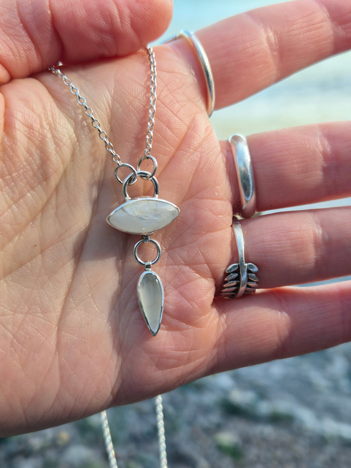 White Labradorite and Moonstone