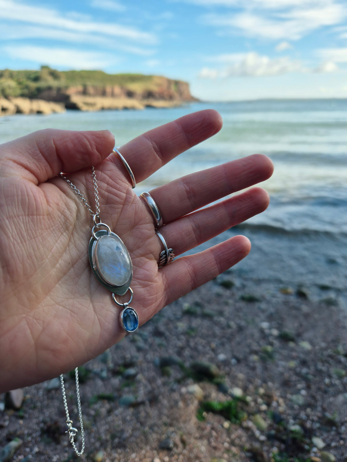 White Labradorite and Kyanite Necklace