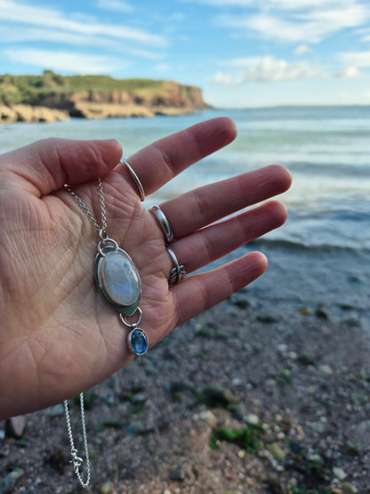 White Labradorite and Kyanite Necklace