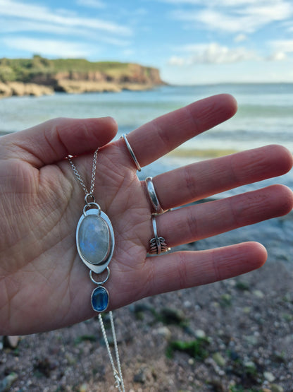 White Labradorite and Kyanite Necklace