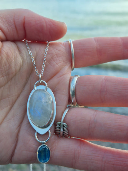 White Labradorite and Kyanite Necklace