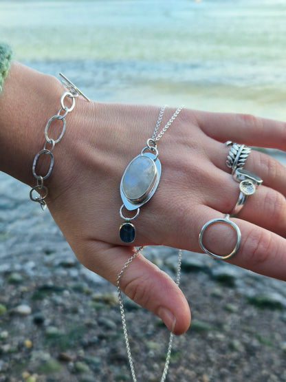 White Labradorite and Kyanite Necklace