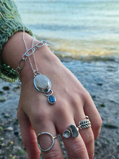 White Labradorite and Kyanite Necklace