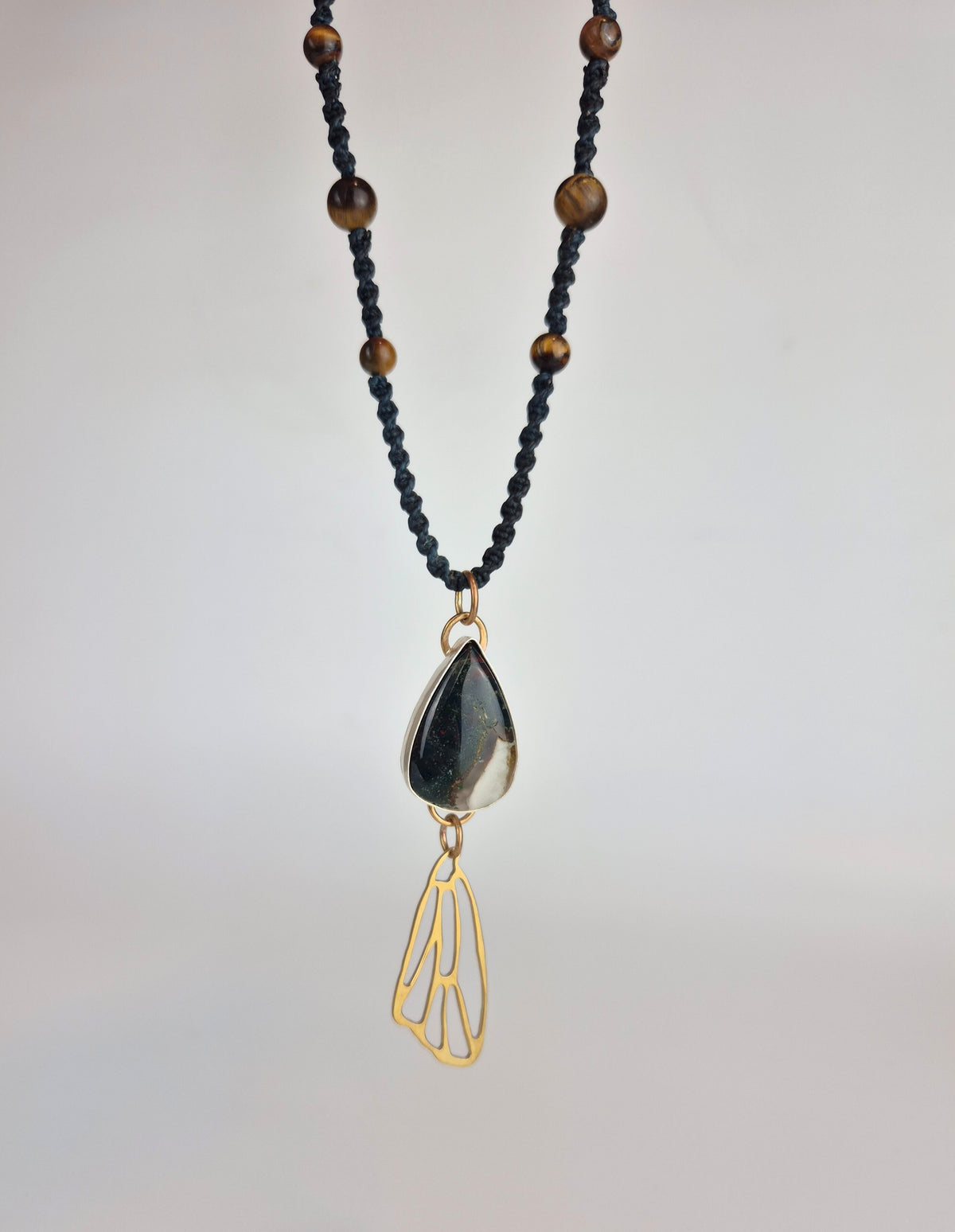 Heliotrope Mixed Metal and Macrame Necklace