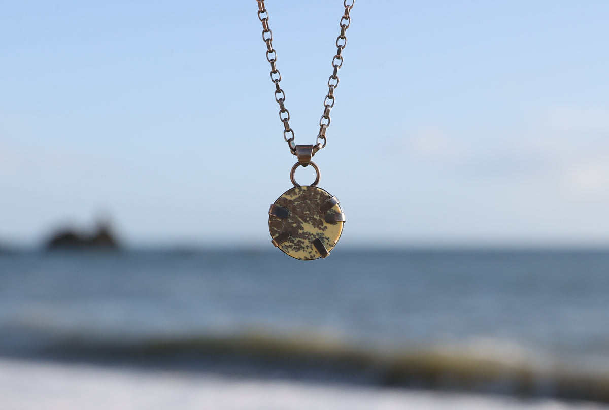 Serpentine Silver Pendant with Tab Setting