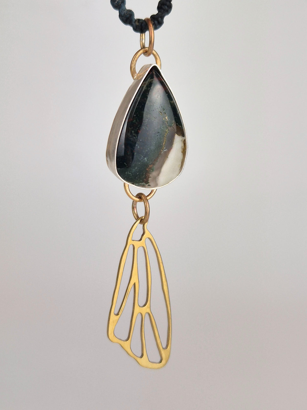 Heliotrope Mixed Metal and Macrame Necklace