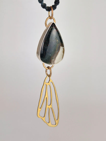 Heliotrope Mixed Metal and Macrame Necklace