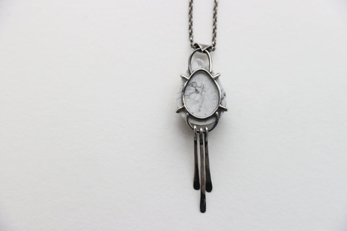 White Howlite Sterling Silver Pendant