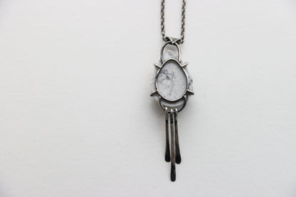 White Howlite Sterling Silver Pendant