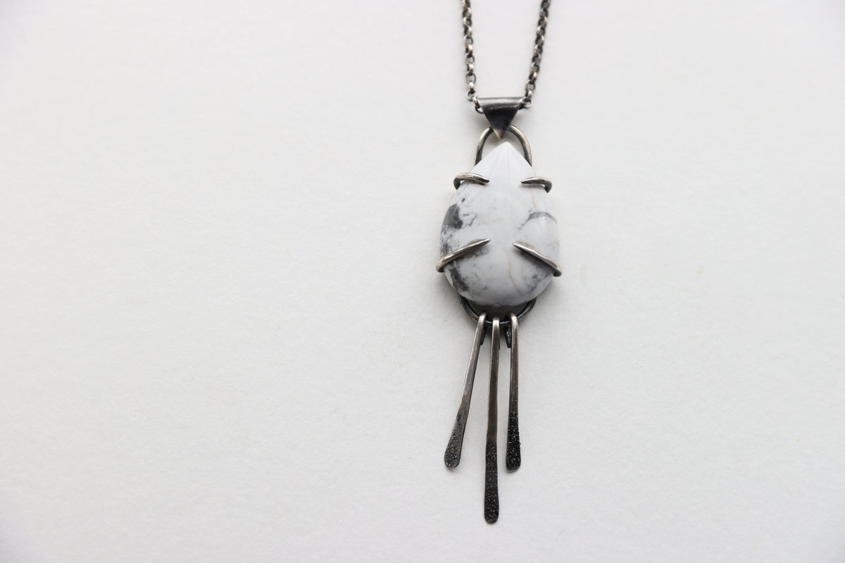 White Howlite Sterling Silver Pendant