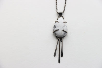 White Howlite Sterling Silver Pendant
