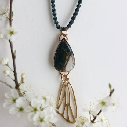 Heliotrope Mixed Metal and Macrame Necklace