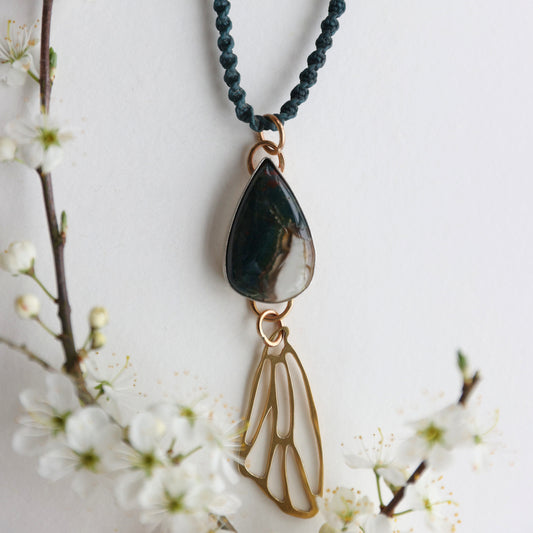 Heliotrope Mixed Metal and Macrame Necklace