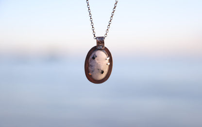 White Labradorite Sterling Silver Pendant Oval