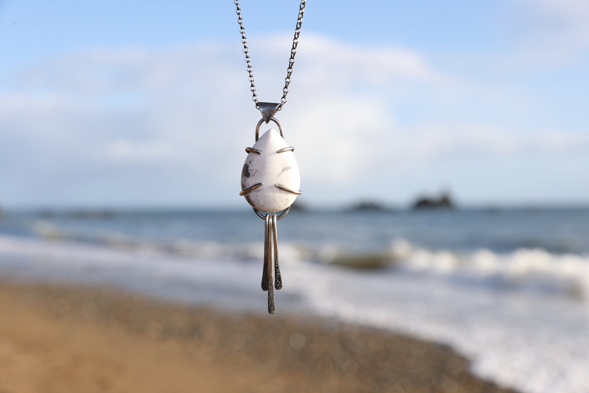 White Howlite Sterling Silver Pendant