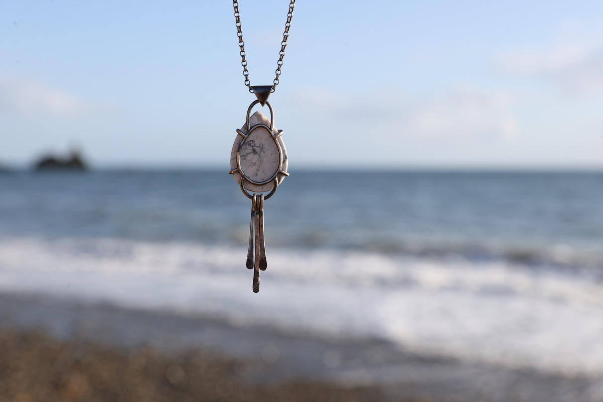 White Howlite Sterling Silver Pendant