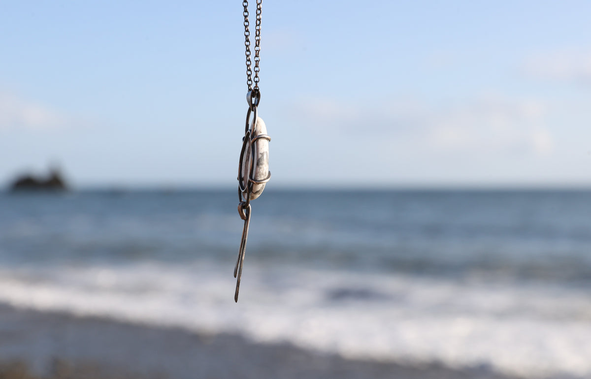 White Howlite Sterling Silver Pendant