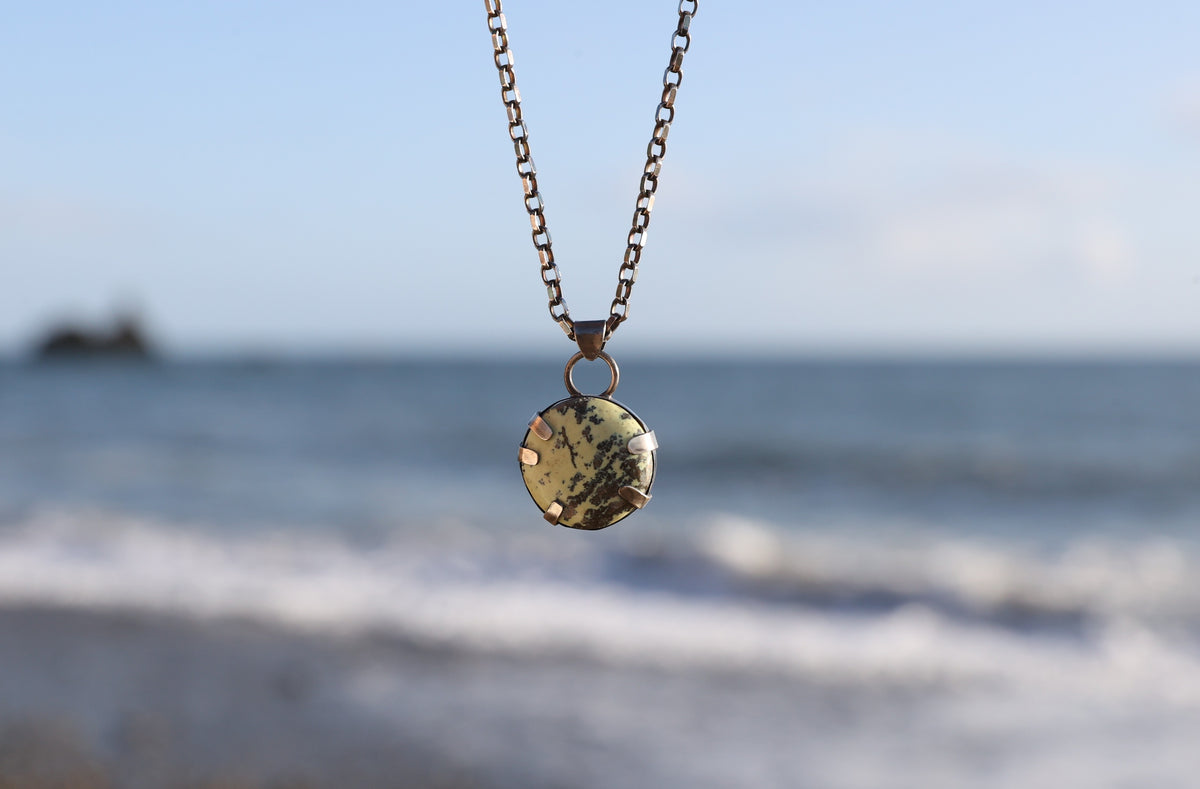 Serpentine Silver Pendant with Tab Setting