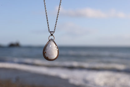 White Labradorite Sterling Silver Pendant Teardrop