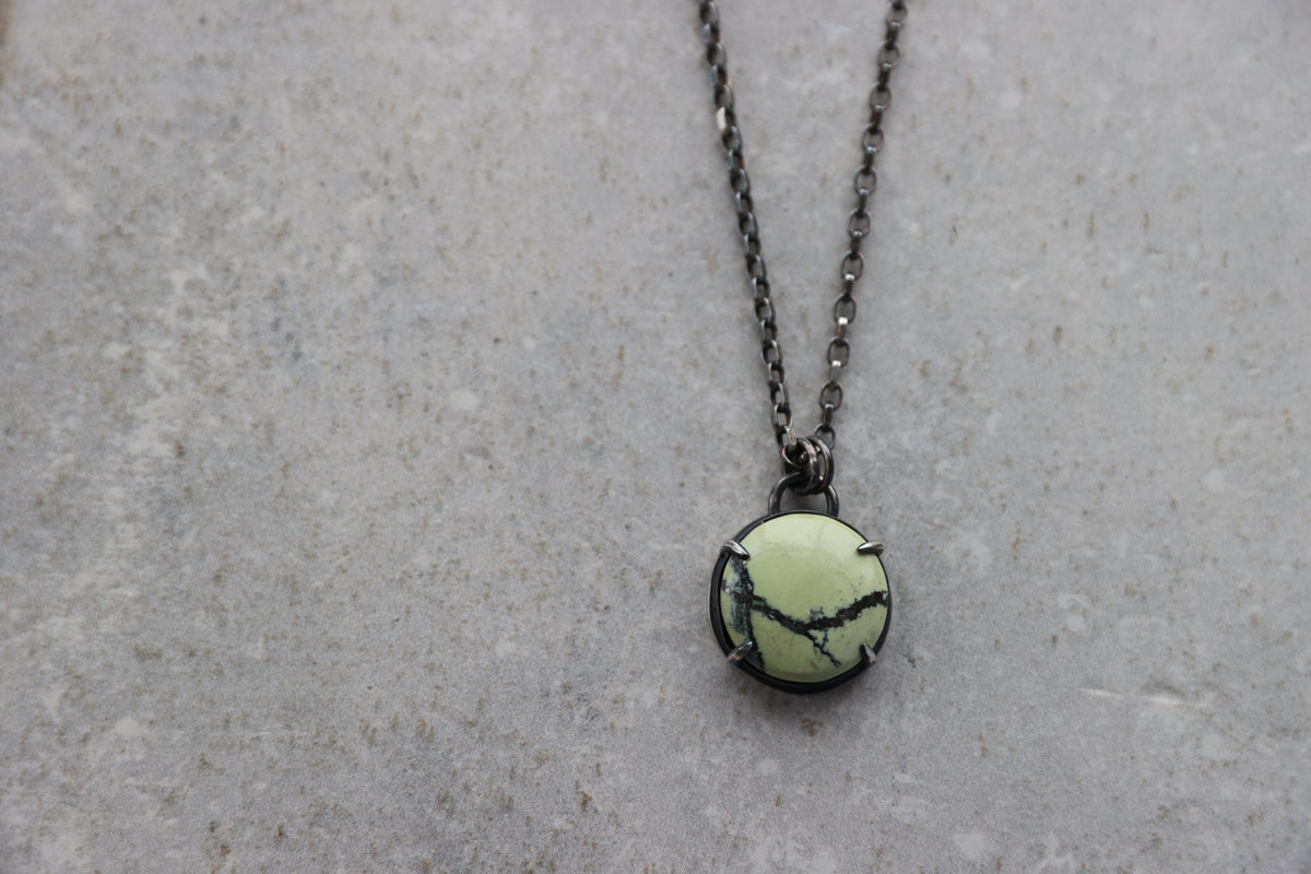 Serpentine Silver Pendant with Prong Setting