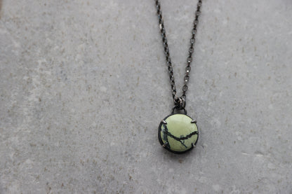 Serpentine Silver Pendant with Prong Setting