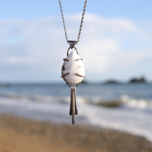 White Howlite Sterling Silver Pendant