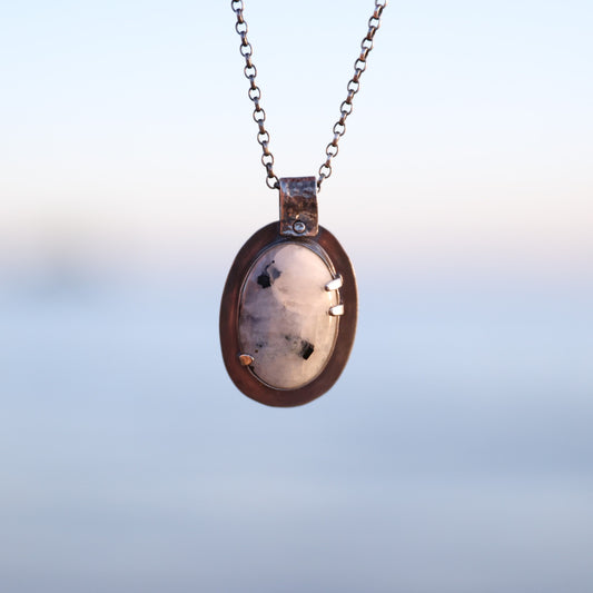 White Labradorite Sterling Silver Pendant Oval