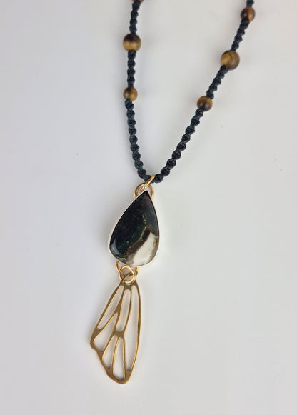 Heliotrope Mixed Metal and Macrame Necklace