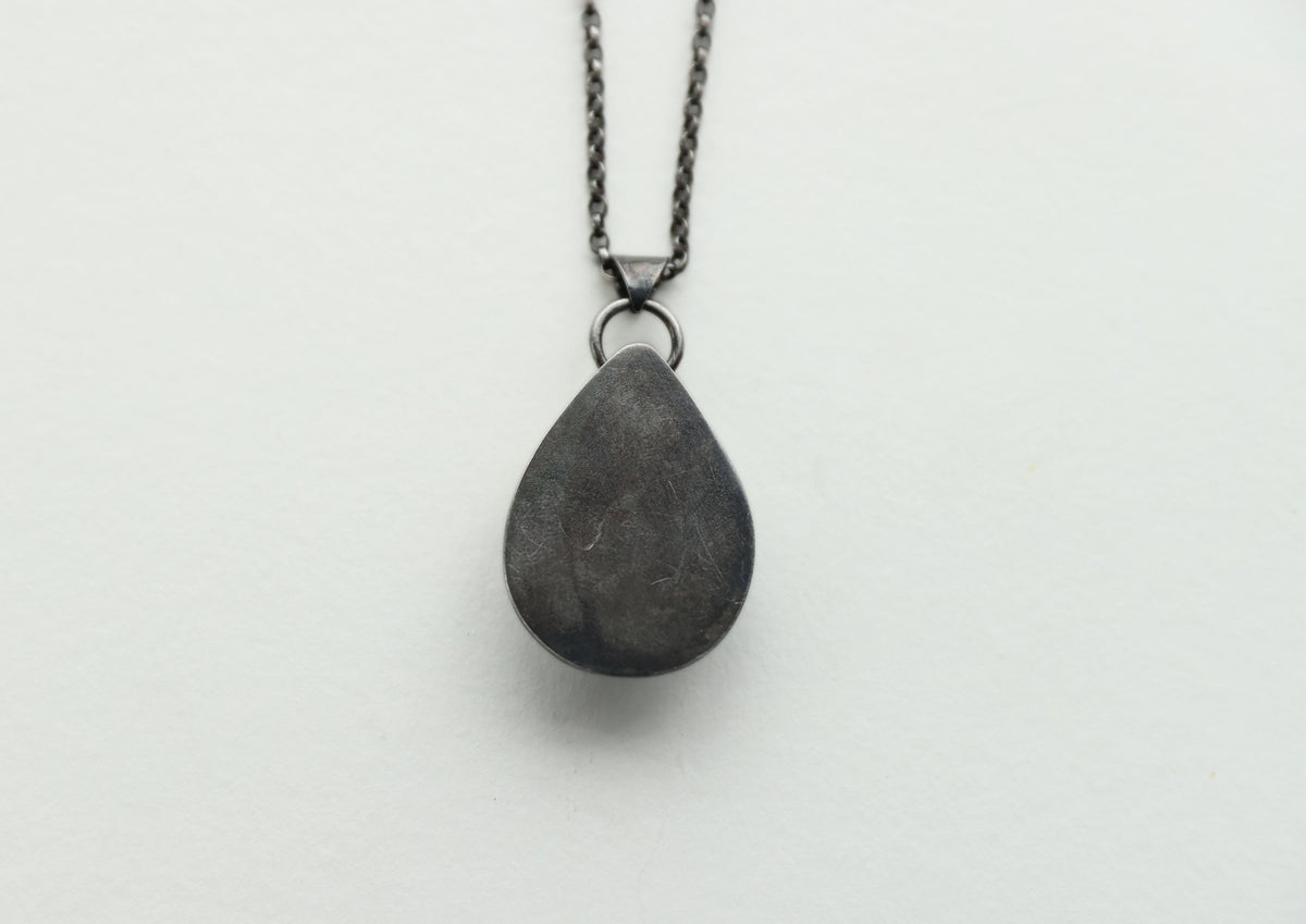 White Labradorite Sterling Silver Pendant Teardrop