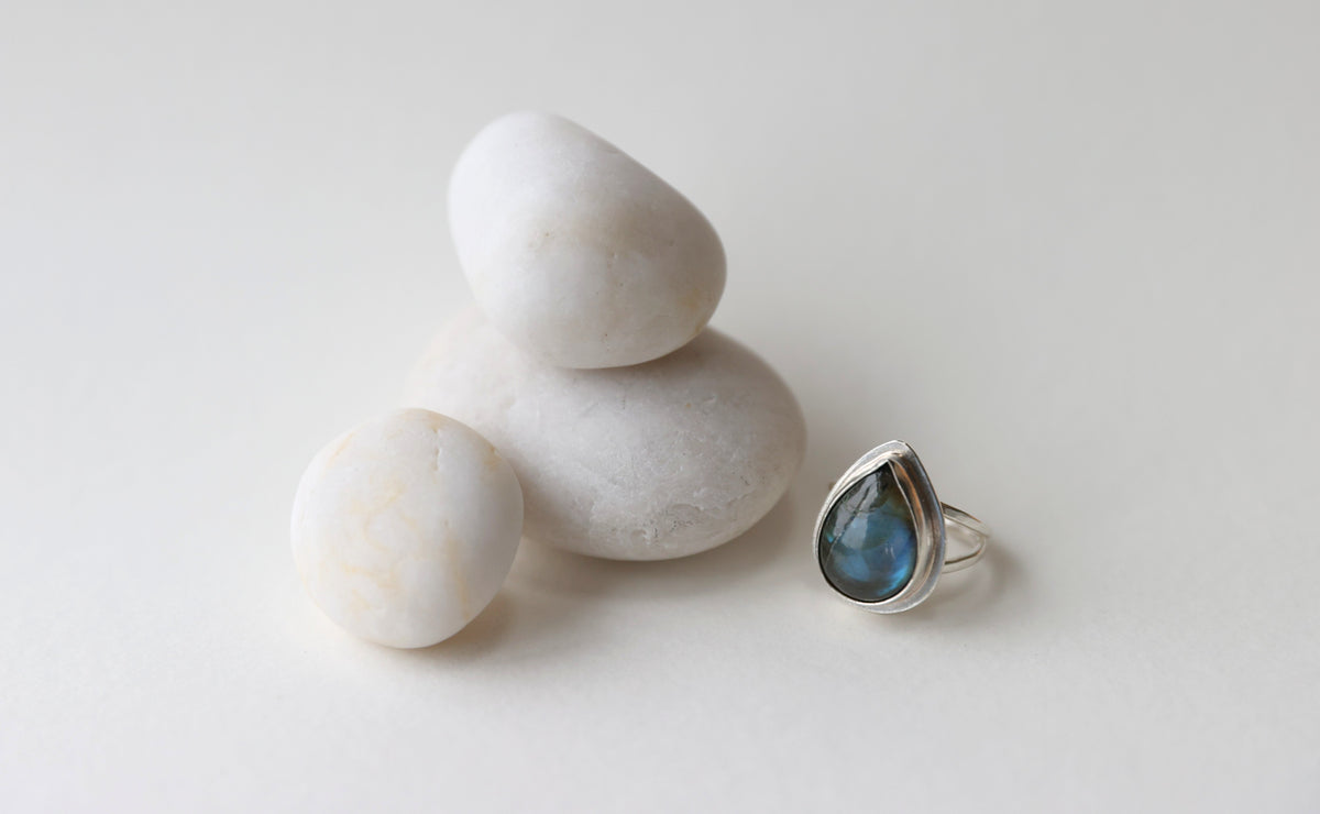 Labradorite Teardrop Ring