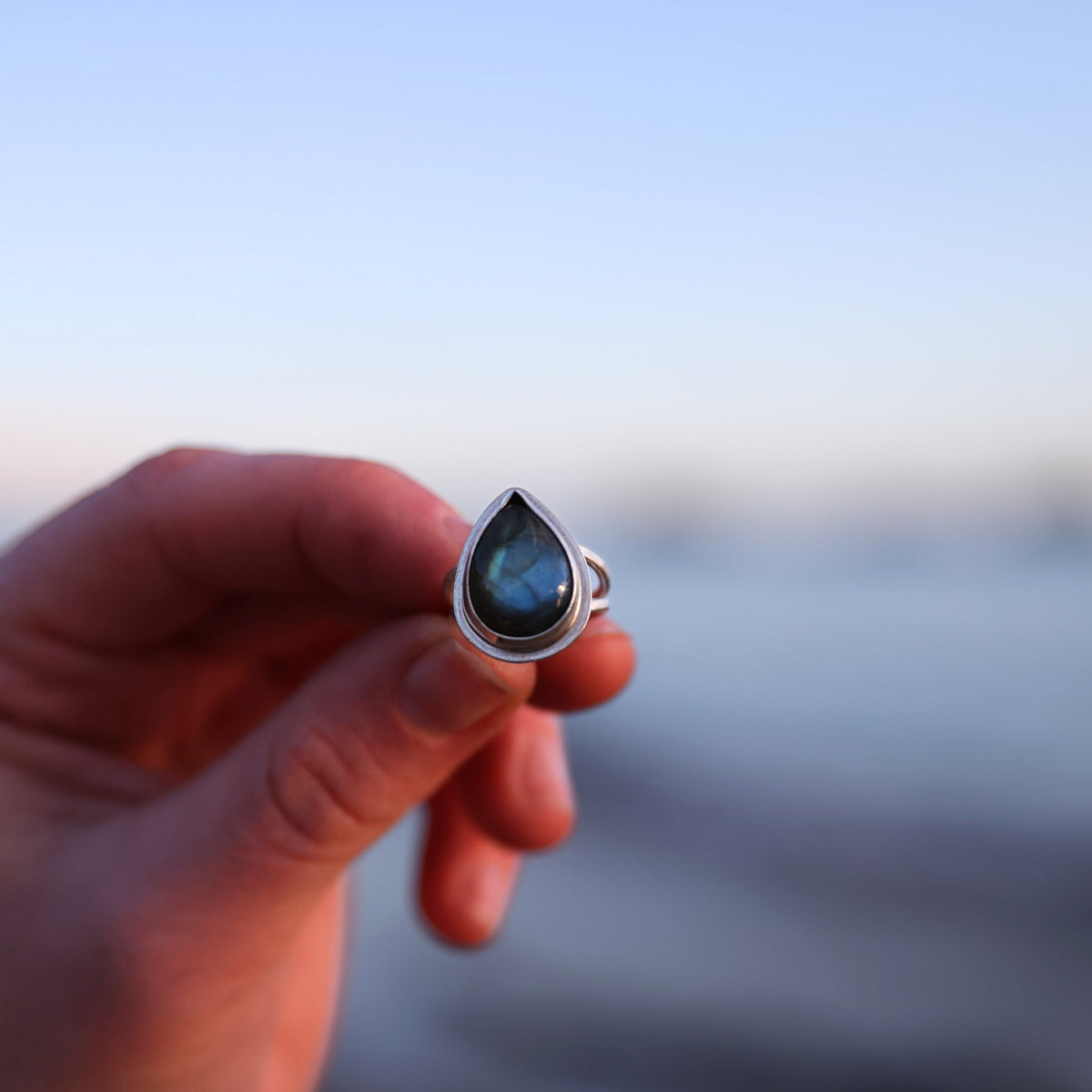 Labradorite Teardrop Ring