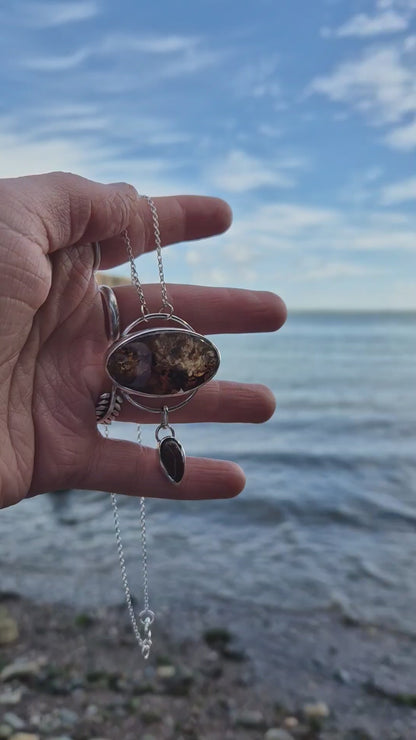 Moss Agate and Smoked Opal Necklace