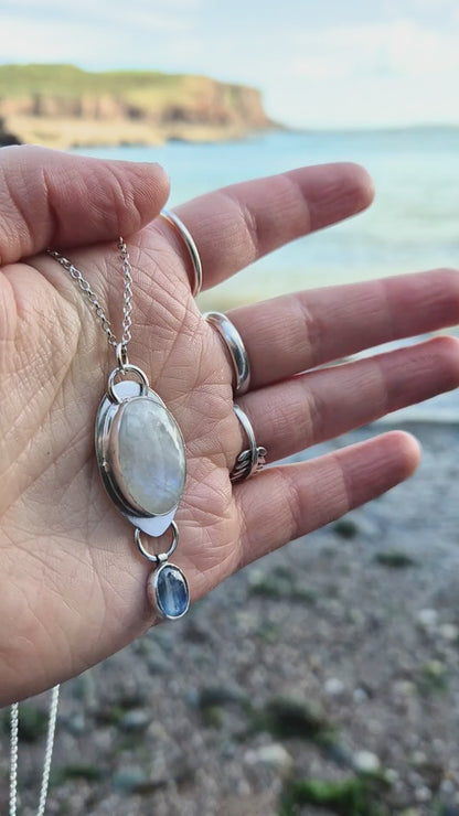 White Labradorite and Kyanite Necklace