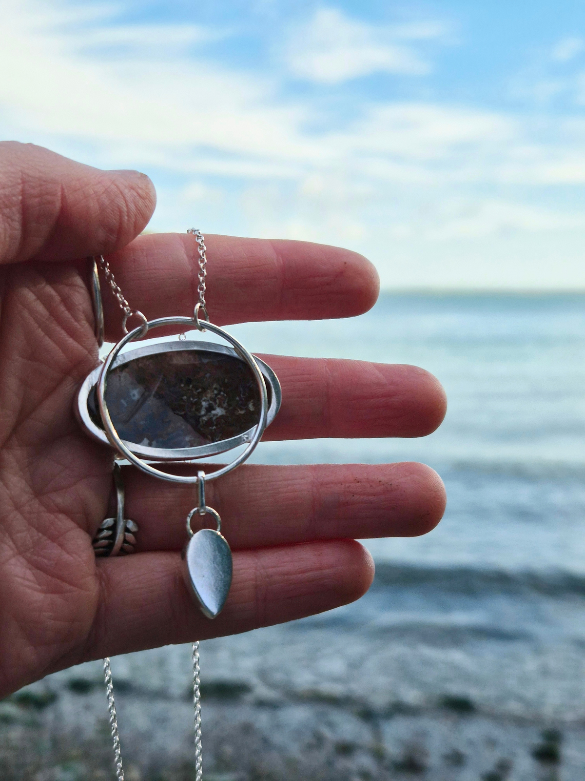 Moss Agate and Smoked Opal Necklace
