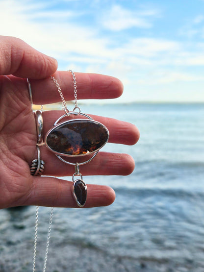 Moss Agate and Smoked Opal Necklace